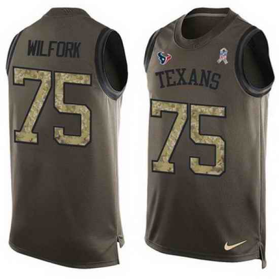 Nike Texans #75 Vince Wilfork Green Mens Stitched NFL Limited Salute To Service Tank Top Jersey